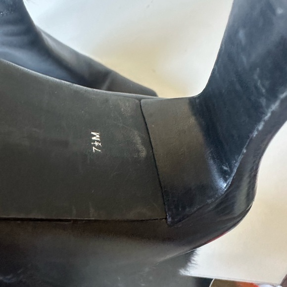 Vintage Karen Scott Black Leather Fur Ankle Square Toe Boots 7.5 - Picture 6 of 8